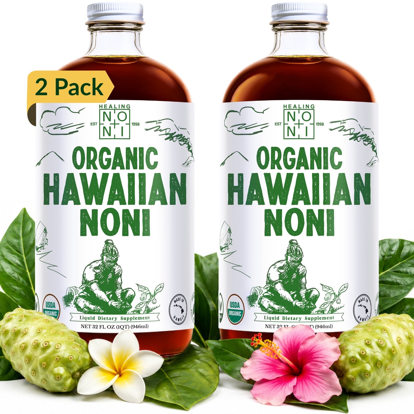 Jugo de noni 100 % puro, original añejado, certificado orgánico por el USDA