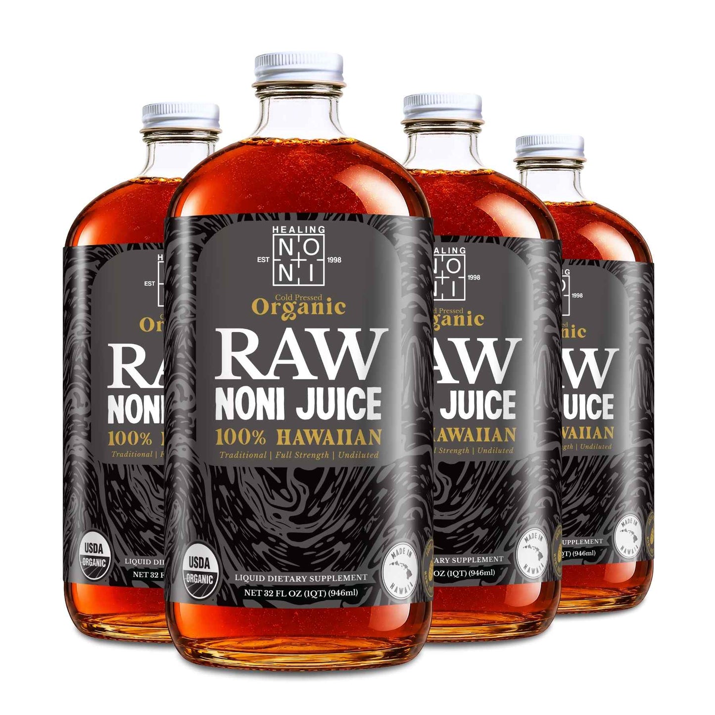 Jugo de noni 100 % puro, prensado en frío y crudo, certificado orgánico por el USDA